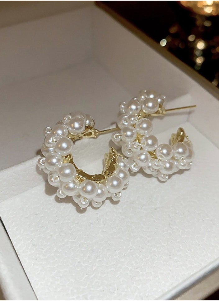 ماركة غير محددة - خواتم الأذن Hoops C من اللؤلؤة الحلوة RAKOL ، بالأسلوب الفرنسي ، بوقت مرتفع ، لطيفة وحلوة ، قليلة ، مناسبة للذهاب إلى العمل. - Image 1