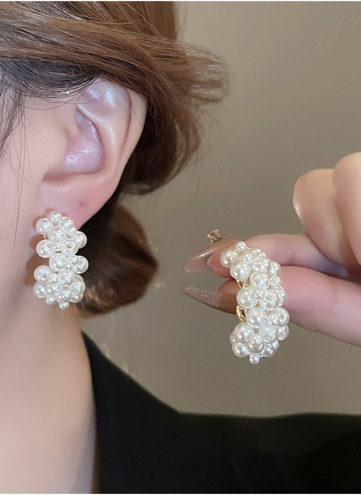 ماركة غير محددة - خواتم الأذن Hoops C من اللؤلؤة الحلوة RAKOL ، بالأسلوب الفرنسي ، بوقت مرتفع ، لطيفة وحلوة ، قليلة ، مناسبة للذهاب إلى العمل. - Image 1