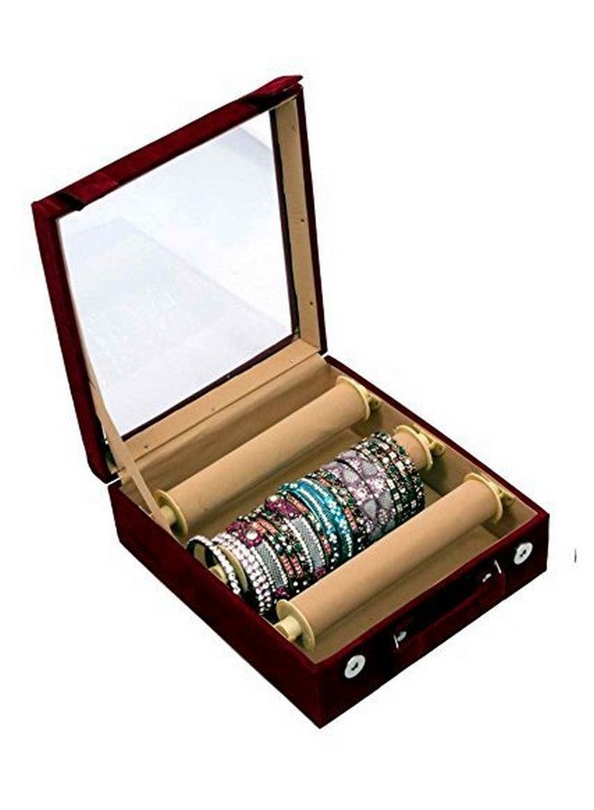 Kuber Industries Kuber Industries Wooden 3 Rod Bangle Box, Maroon (VAR39), Standard - Image 1