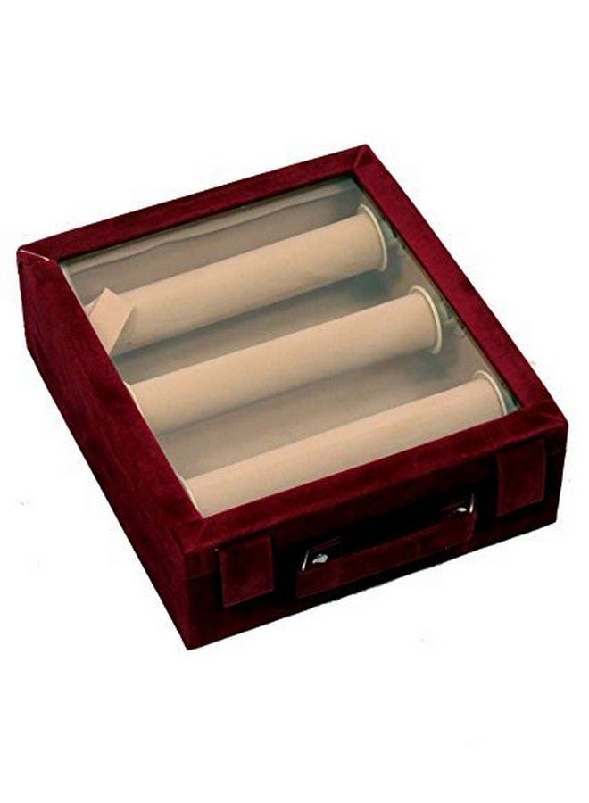 Kuber Industries Kuber Industries Wooden 3 Rod Bangle Box, Maroon (VAR39), Standard - Image 2