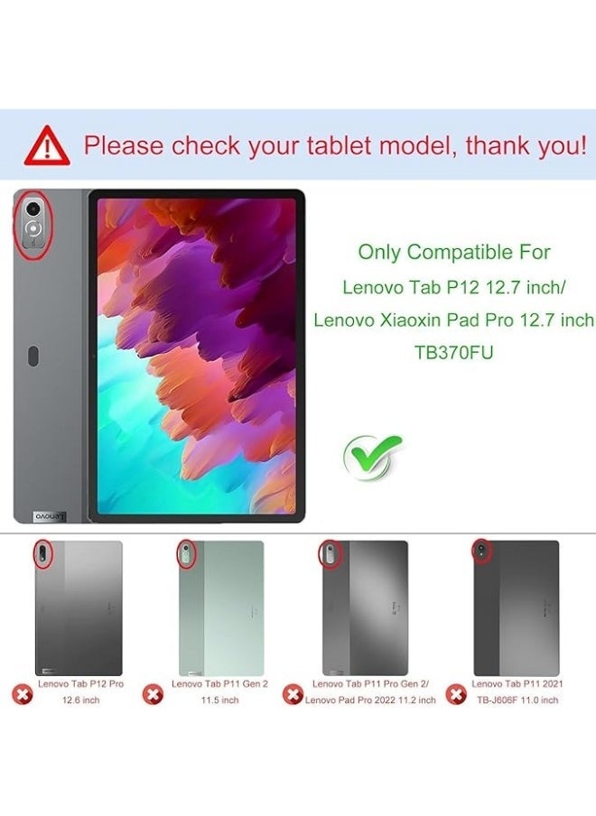 general Tablet Case Compatible with Lenovo Tab P12 12.7 inch TB370FU 2023, [Kids Friendly], Lightweight EVA Shockproof Handle Stand Protective Cover - Image 2