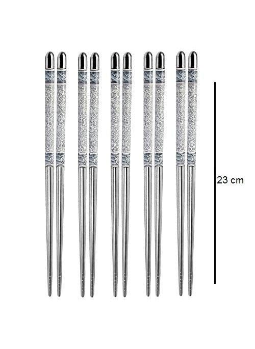 Pamidhar Pamidhar 5 Pairs Reusable Metal Stainless Steel Chopsticks Dishwasher Safe Lightweight Easy to Use Metal Chop Stick Utensils  - Image 2