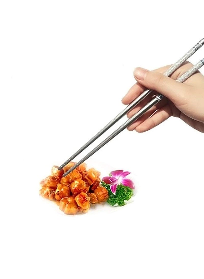 Pamidhar Pamidhar 5 Pairs Reusable Metal Stainless Steel Chopsticks Dishwasher Safe Lightweight Easy to Use Metal Chop Stick Utensils  - Image 4