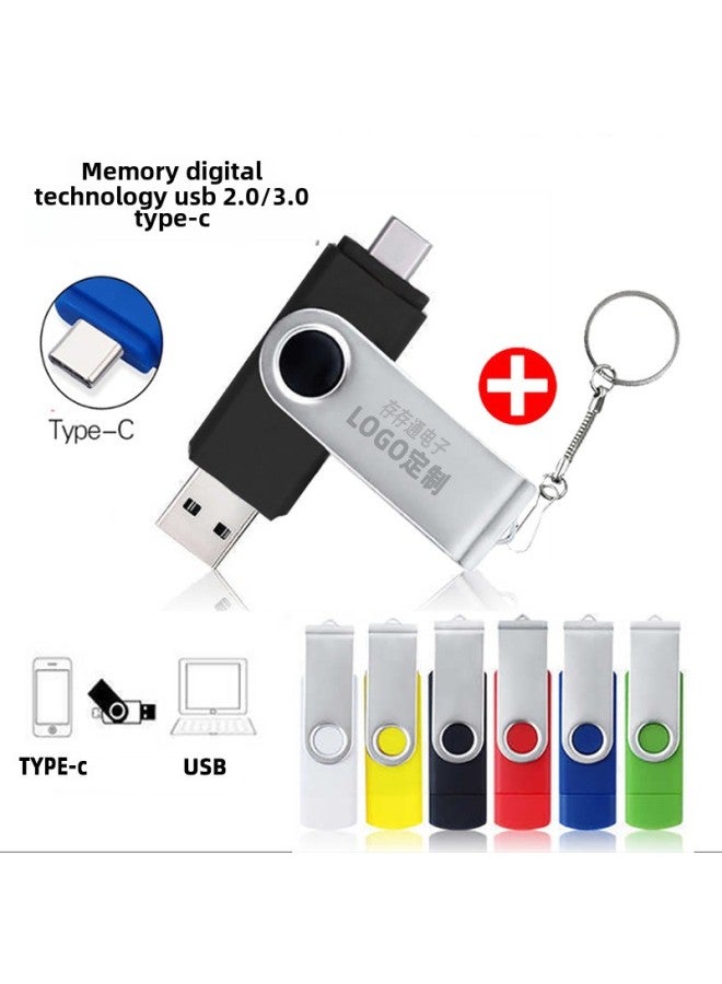 TYPE-C Mobile Phone U Disk OTG Rotating U Disk Can Be Fixed LOGO U Disk 8G16G32G64G128G Gift U Disk-color:white-capacity:3.0 64GB - Image 2