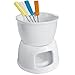 Tebery Tebery Fondue Set With 4 Color Forks, Premium Tea Light Porcelain Melting Pot For Cheese, Chocolate and Tapas - White  - Image 2