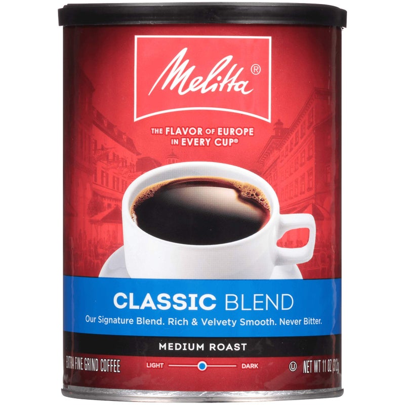 Melitta Classic Blend Coffee, Medium Roast, Extra Fine Grind, 11 Ounce Can (Pack of 6) 66 Ounces Total - Image 1