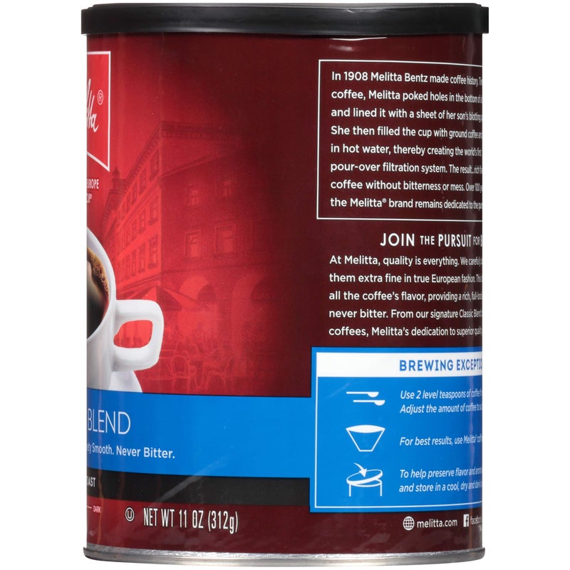Melitta Classic Blend Coffee, Medium Roast, Extra Fine Grind, 11 Ounce Can (Pack of 6) 66 Ounces Total - Image 4