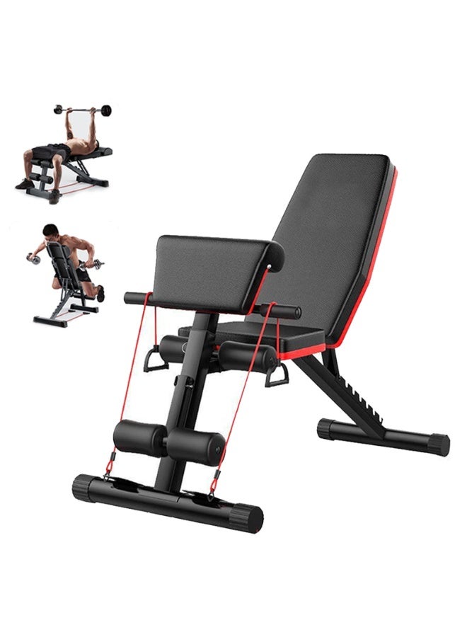 PORIYA Adjustable Weight Bench for Full Body Workout, Multi-Purpose Foldable Strength Training Bench, 7-Level Adjustable Incline/Decline/Flat Bench for Home Gym