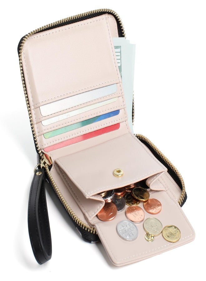 Pomelo Best Small Womens Wallet Leather Credit Holder RFID Blocking with Coin Pocket Zip Around Wristlet Ladies Wallets 2025 Black - Image 2