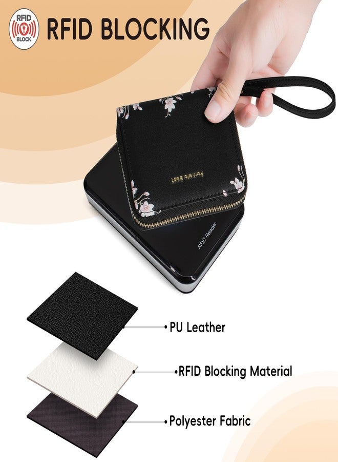 Pomelo Best Small Womens Wallet Leather Credit Holder RFID Blocking with Coin Pocket Zip Around Wristlet Ladies Wallets 2025 Black - Image 3