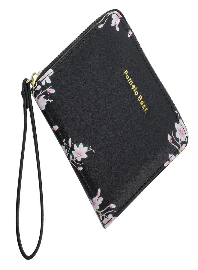 Pomelo Best Small Womens Wallet Leather Credit Holder RFID Blocking with Coin Pocket Zip Around Wristlet Ladies Wallets 2025 Black - Image 1
