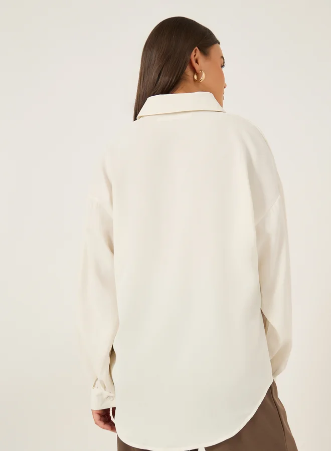 Styli Solid Spread Collar Regular Fit Shirt