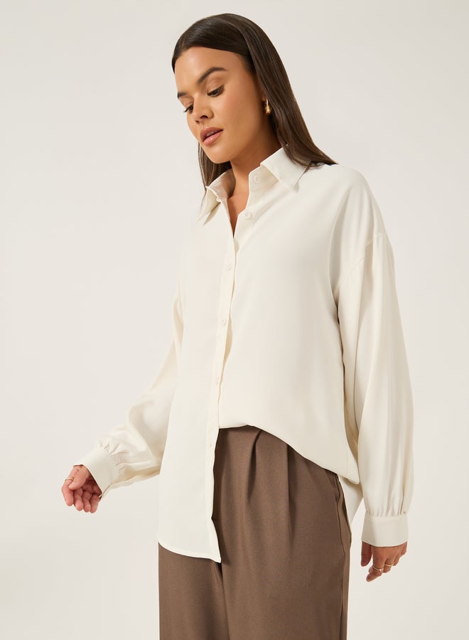 ستايلي قميص سادة بياقة عادية بقصة منتظمة - Image 1