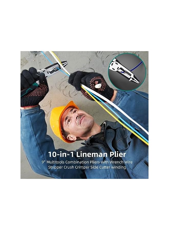 PROMASS 10-in-1 Wire Stripper Tool,Wire Strippers,Cable Cutters,CR-V Multifunctional Plier with Wire Stripper Crimper Side Cutter, Shearing,Screw Gripping Pliers for Electric Cable (10-in-1 stripper) - Image 4