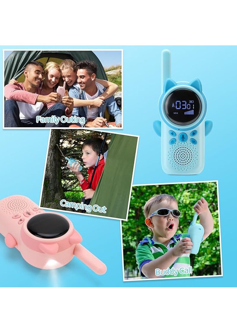 بلو فاير أجهزة اتصال لاسلكية للأطفال قابلة لإعادة الشحن (حزمة من 2) - بشاشة LCD ومصباح LED، هدية مثالية للأولاد والبنات من عمر 3-12 سنة - مثالية للتخييم والرحلات والمغامرات الخارجية (قابلة للشحن عبر USB، خفيفة الوزن، صوت واضح - Image 2