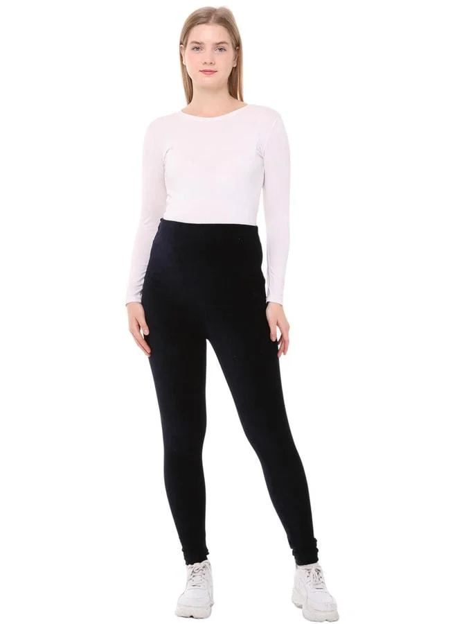 LuvmaBelly Myra8051 Adjustable Waist Winter Velvet Maternity Leggings - Navy.