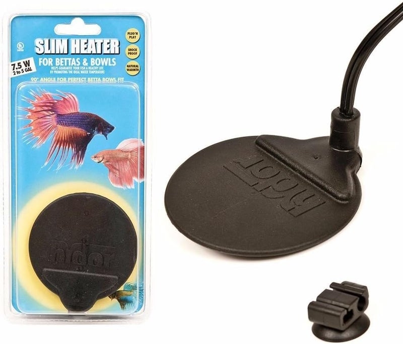 Hydor Betta Bowl Slim Fish Tank Heater, 7.5-watt, measures 3.5 inches round, black; For tanks 2-5 gallons - Image 1