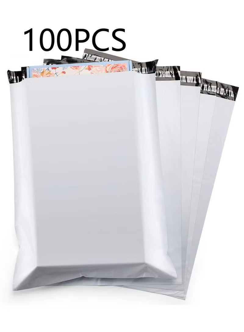 Generic Plastic Envelope Bag, 100pcs White Self-Seal Adhesive Courier Storage Bags, Plastic Poly Envelope Mailer Postal, Strong Thick Shipping Mailing Bags (White) (35 * 25cm)  - Image 1