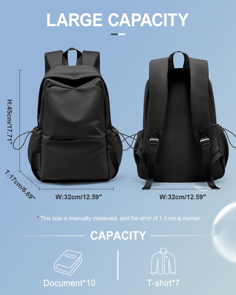 UPPACK Black Backpack For Women Men School Backpacks Aesthetic Lightweight College Backpack for Boys Girls Book Bag Casual Daypack Laptop Gym Backpacks - Image 3