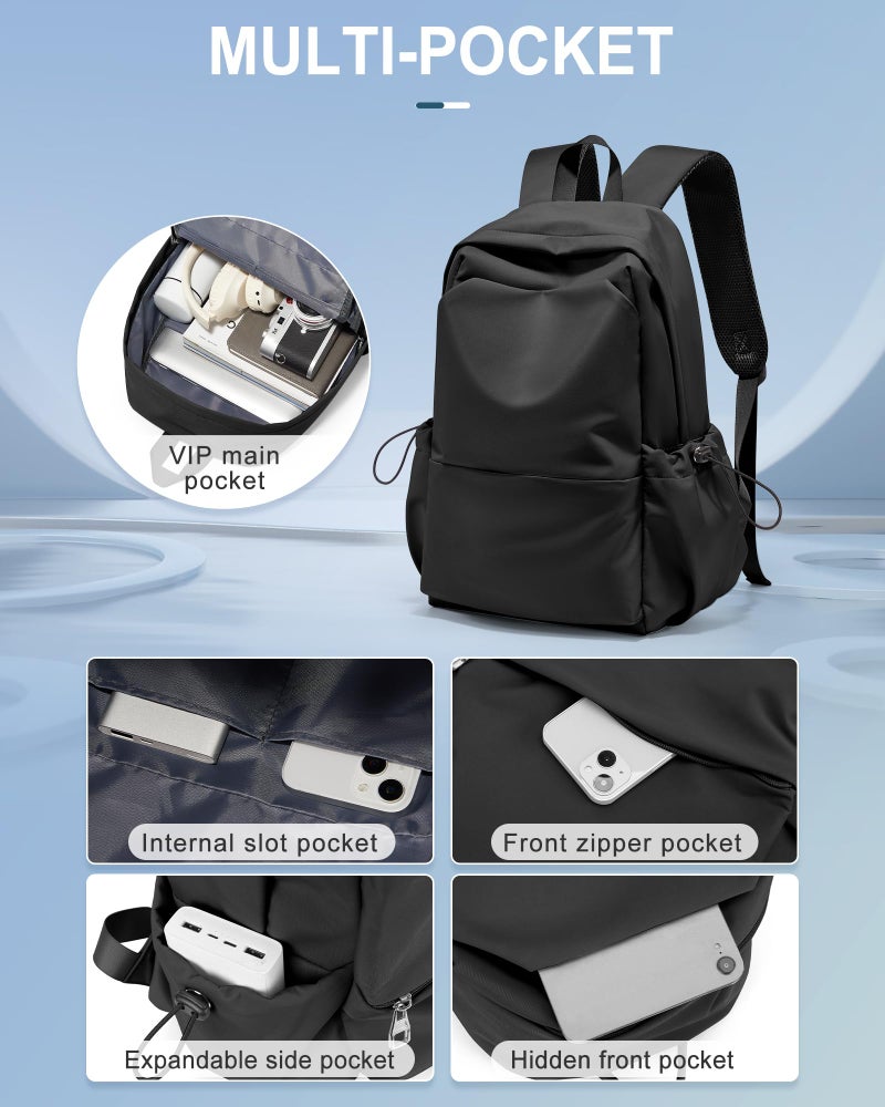 UPPACK Black Backpack For Women Men School Backpacks Aesthetic Lightweight College Backpack for Boys Girls Book Bag Casual Daypack Laptop Gym Backpacks - Image 4