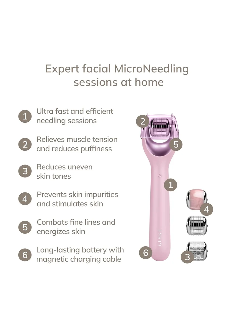 جيسكي بكرة الوجه بالإبر الدقيقة من سمارت أب جايدد،  في ، مع كوارتز وردي، جهاز احترافي للعناية بالبشرة