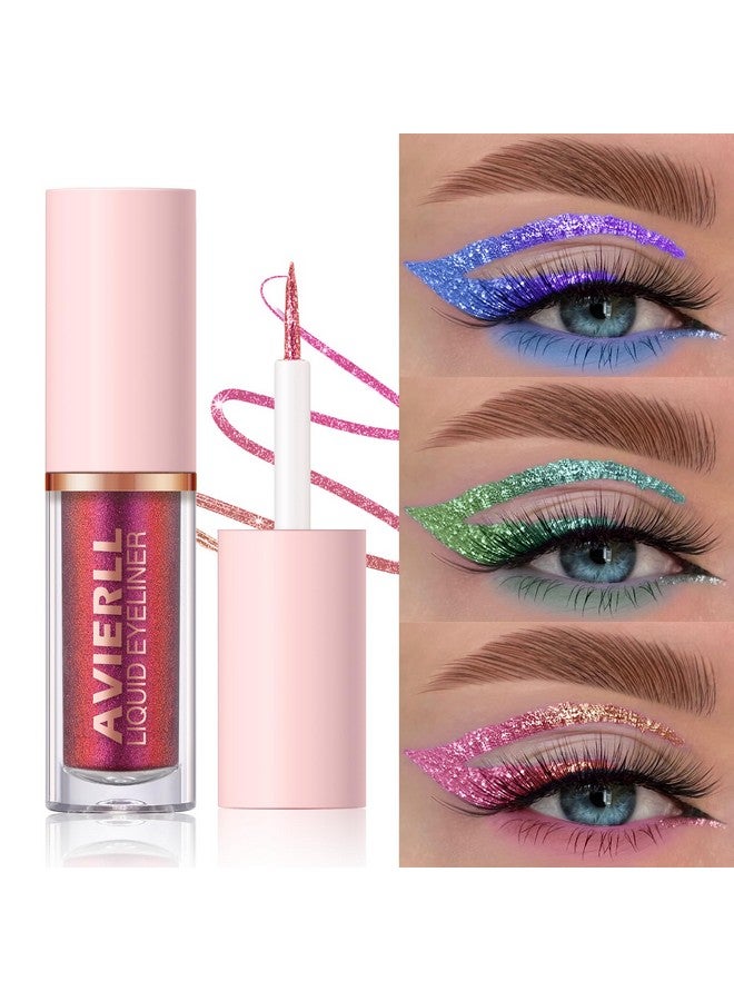 Avierll Glitter Liquid Eyeliner Set, 8 Colors, Long-Lasting Waterproof Colorful Shimmering Glitter Liquid Eyeshadow, Easy To Apply, No Smudging, Fast-Drying, Long-Lasting Eye Makeup Gift Set (8Pcs Set B) - Image 2