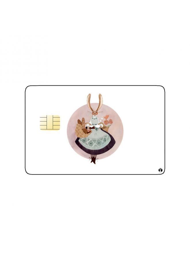 RKN PRINTED BANK CARD STICKER Cute Rabbit Drawing With Bread And Roses - Image 2