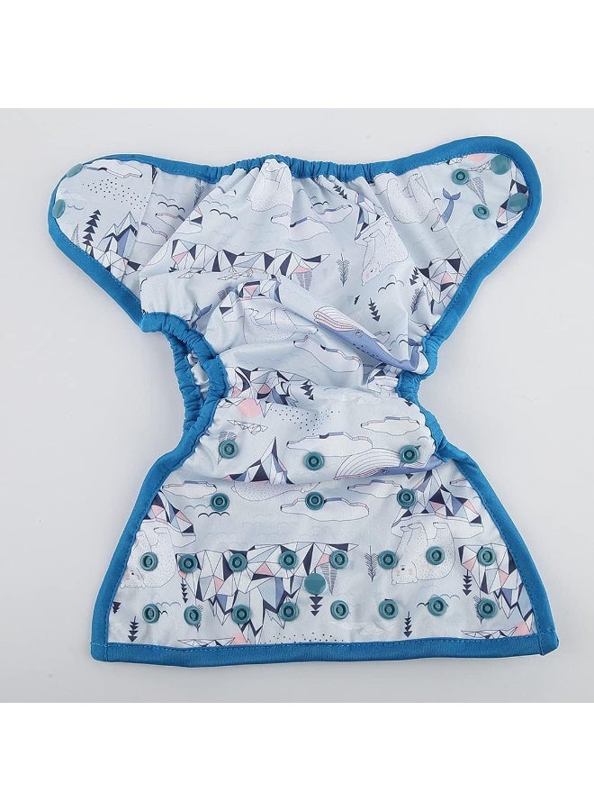 Hibaby One Size Cloth Diaper Cover Snap With Double Gusset (Bear Ice) - Image 4