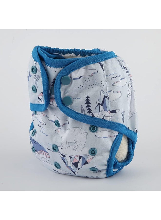Hibaby One Size Cloth Diaper Cover Snap With Double Gusset (Bear Ice) - Image 2