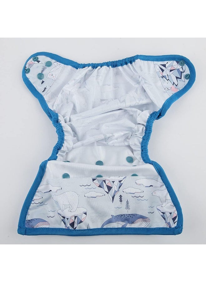 Hibaby One Size Cloth Diaper Cover Snap With Double Gusset (Bear Ice) - Image 3
