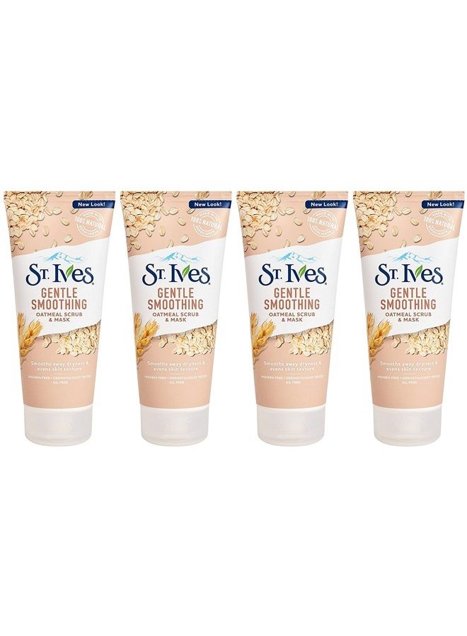 ST. Ives Smooth & Nourished Scrub & Mask, Oatmeal 6 oz (Pack of 4)