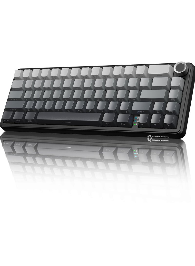 Attack Shark X66 Wireless Mechanical Gaming Keyboard with Knob,Tri Mode USB-C/BT5.0/2.4G Gasket Mounted 60% RGB Gaming Keyboard, Side Printed PBT Keycap,Hot Swappable Strawberry Switch(Moonlight) - Image 1