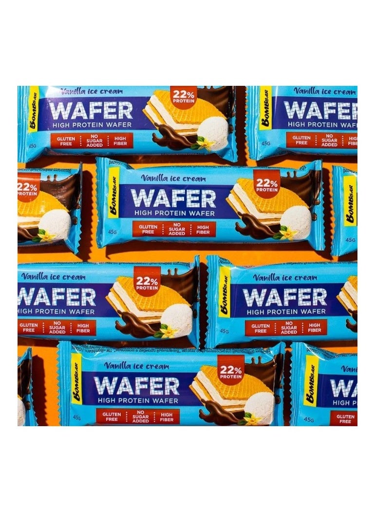 بومبار ويفر عالي البروتين بنكهة آيس كريم الفانيليا 45 جم عبوة من 12 قطعة - Image 3