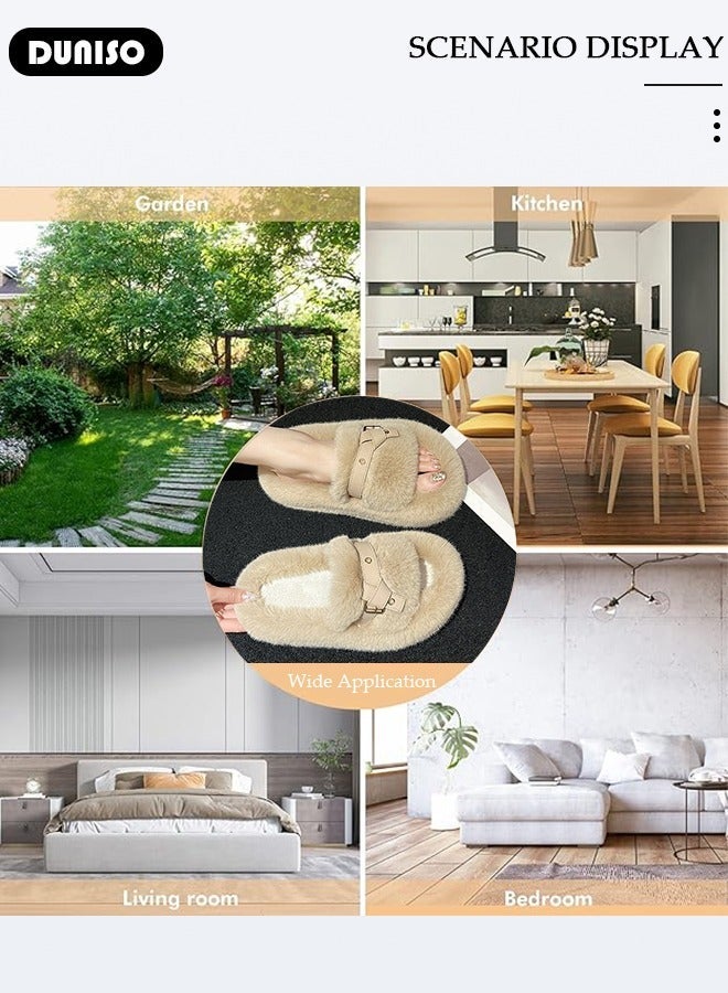 DUNISO Women's Fluffy Slippers, Fashion Warm Shoes Woman Slippers with Faux Fur, Comfortable Home Furry Slippers, Lightweight Non Slip House Slippers For Cozy Indoor Outdoor - Image 5