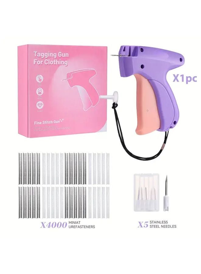 Micro Tag Gun Purple Quick Clothing Repair Kit Multifunctional Fastener Set 5 Needles 4000 Mini Adhesive Pins - Image 1