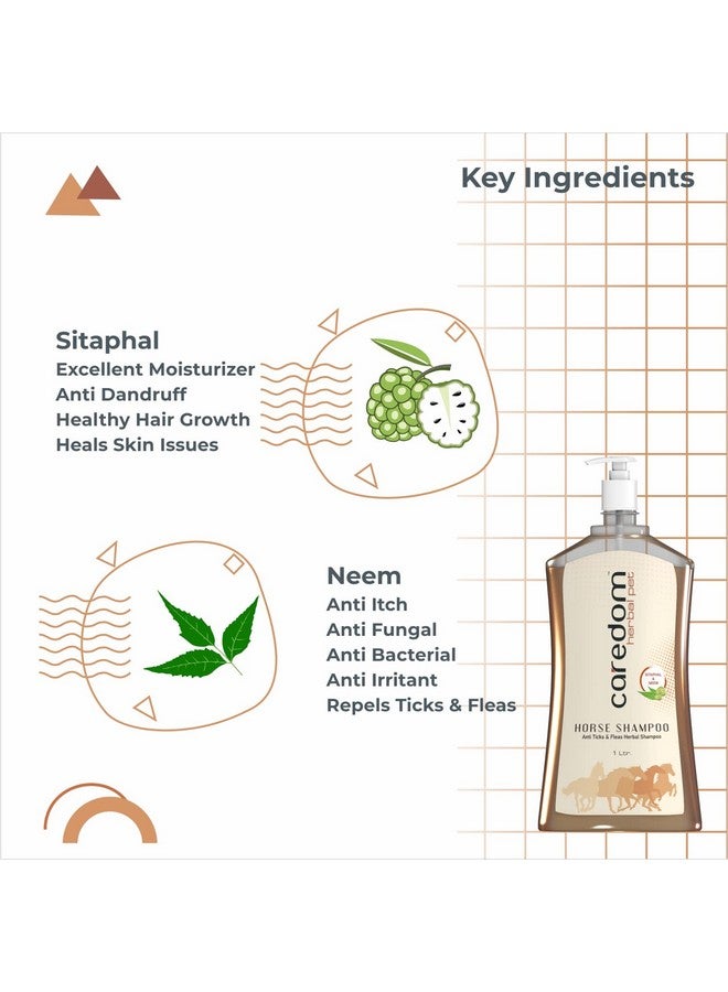Caredom شامبو كاردوم العشبي للحيوانات الأليفة للخيول | مضاد للقراد والبراغيث 2 في 1 شامبو خيول مع بلسم | يعزز شعر الخيل | غني بمستخلصات السيتافال والنييم | شامبو برائحة منعشة (1 لتر) - Image 3