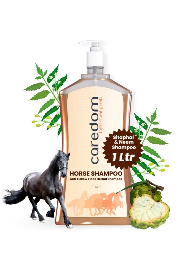 Caredom شامبو كاردوم العشبي للحيوانات الأليفة للخيول | مضاد للقراد والبراغيث 2 في 1 شامبو خيول مع بلسم | يعزز شعر الخيل | غني بمستخلصات السيتافال والنييم | شامبو برائحة منعشة (1 لتر) - Image 1