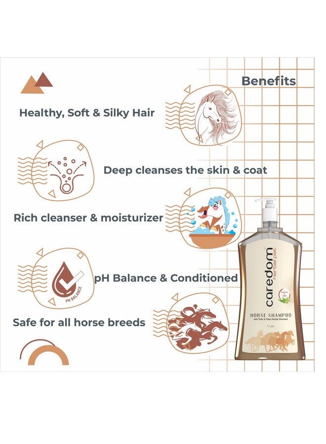 Caredom شامبو كاردوم العشبي للحيوانات الأليفة للخيول | مضاد للقراد والبراغيث 2 في 1 شامبو خيول مع بلسم | يعزز شعر الخيل | غني بمستخلصات السيتافال والنييم | شامبو برائحة منعشة (1 لتر) - Image 4