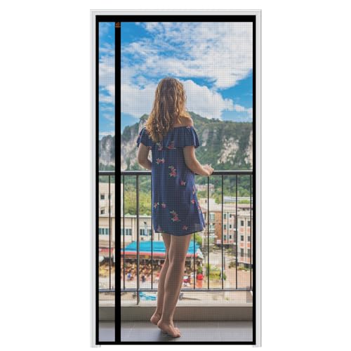 WochiTV Reversible Screen Door Mesh Fits Door Size 36 x 83, Left Right Side Opening Magntic Screen Door Screen Size 38" x 85", Top Anti-Tearing Mesh Net Curtain with Magnet - Image 1