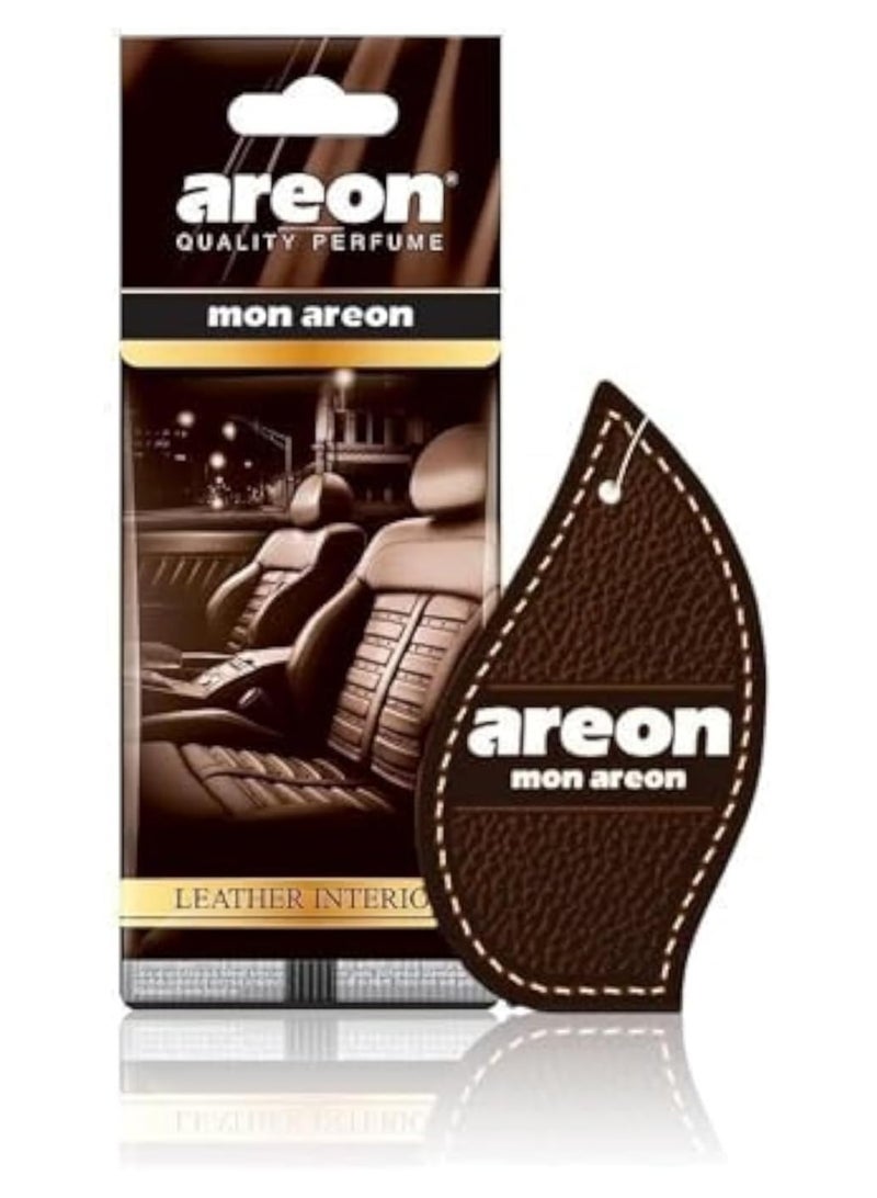 Areon Mon Car Air Freshener Hanging Card, Long-lasting Luxury Scent, Elegant Design, Leather Interior