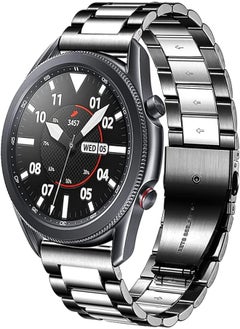 DEALELE DEALELE Solid Stainless Steel Metal Bands for Samsung Galaxy Watch 46mm (Black/Silver) 