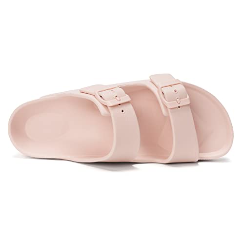 FUNKYMONKEY Women's Plastic Sandals New Upgrade Quality EVA Waterproof Double Buckle Adjustable Slides Shoes (7 M US, Pink/XPZ) - Image 3