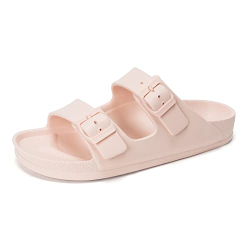 FUNKYMONKEY Women's Plastic Sandals New Upgrade Quality EVA Waterproof Double Buckle Adjustable Slides Shoes (7 M US, Pink/XPZ) - Image 1