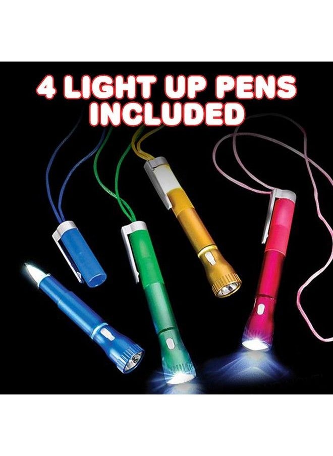 ArtCreativity - Light Up Pen With Necklace Set Of 4 Flashlight Pens For Kids Back To School Stationery Supplies Lightup Toy Party Favors Stocking Stuffers Classroom Gifts - Image 1