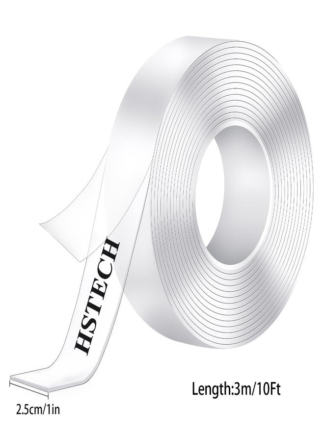 HSTECH شريط لاصق مزدوج الجوانب من HSTECH (1 بوصة، 10 أقدام) شديد التحمل، مصنوع من الأكريليك، شفاف وقابل للإزالة، ذو لاصق قوي مزدوج الجوانب، مناسب للصق اللافتات/الصور/الملصقات/اللوحات/الأشياء/الأعمال الحرفية على الجدران. - Image 4