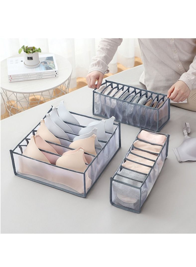 Underwear Drawer Organizer, Underwear Drawer Organizer Set,Foldable Underwear Storage Divider Boxes Includes Cell Collapsible Closet Compartments for Socks Bras Ties Lingerie grey  - Image 1