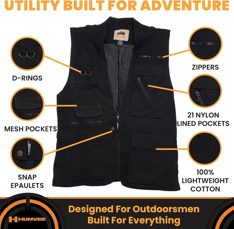 CampCo Humvee Utility Vest with 21 Pockets -Travel, Safari, Hunting, Camping, 100% Cotton, Tactical Jacket for Men & Women - Image 2