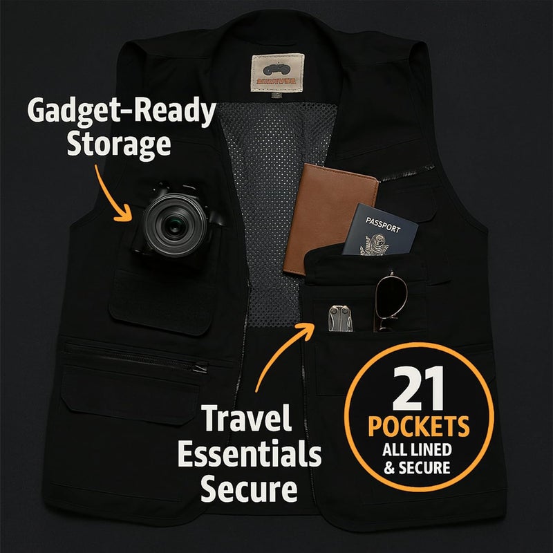 CampCo Humvee Utility Vest with 21 Pockets -Travel, Safari, Hunting, Camping, 100% Cotton, Tactical Jacket for Men & Women - Image 5