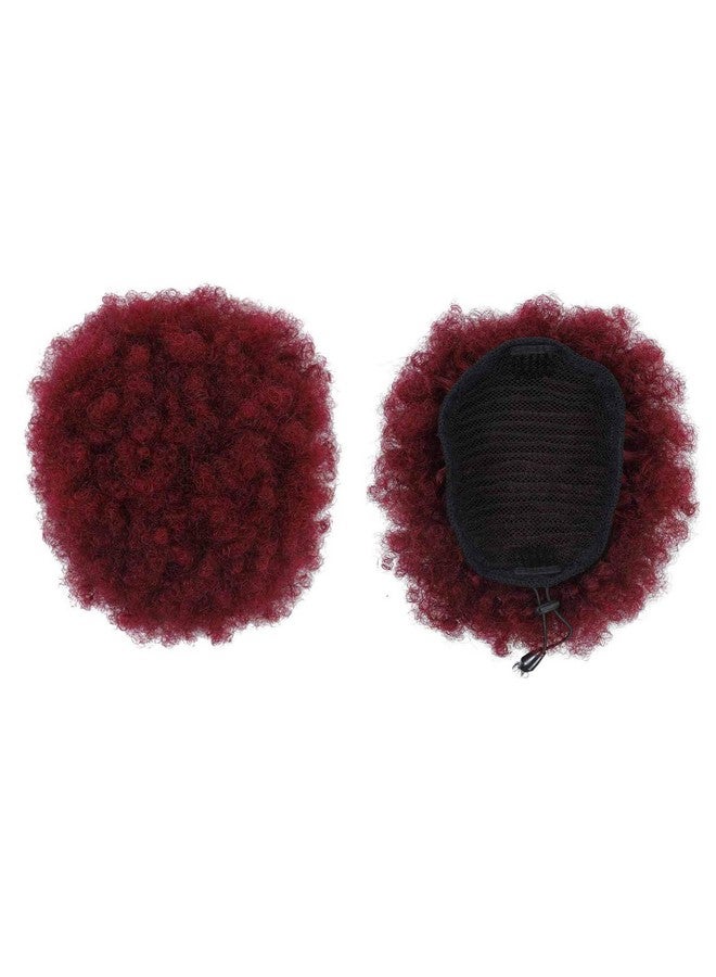 Adette Afro Buns for Black Women Real Human Hair Burgundy Color Curly Afro Puff Wrap Drawstring Ponytail Dark Red Afro Bun Extensions Natural Thick - Image 3
