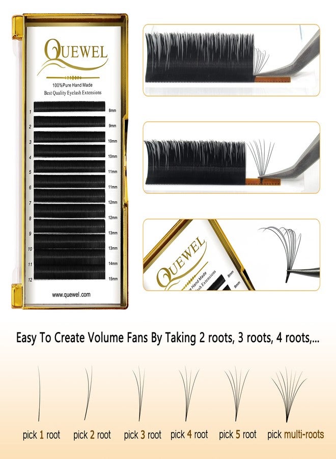 QUEWEL Volume Eyelash Extensions | 0.03-0.12mm | C/CC/D/DD Curl | 8-25mm Length | Easy Fan Volume Lash 2D-20D Self Fanning Volume Lashes 0.07D Mix-15-20mm Long Lasting Blooming Lashes(0.07D Mix15-20) - Image 4